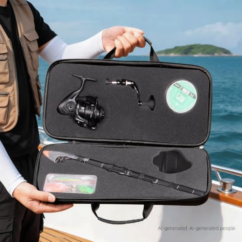 Telescopic Fishing Rod and Reel Combo, Carbon Fiber Collapsible Travel Fishing Pole Kit with Carrier Case & Lures, Anti-Jam Gear for Adults Men Beginners, Freshwater, Saltwater - size: 6.8 ft