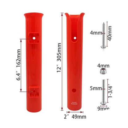 ISURE MARINE Fishing Rod Holder Bracket Wall Mounted Boat Side Mount Tool Holder Tube Links with Screws 2 Pole Tube （Orange）