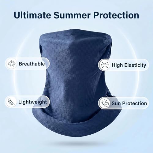 Fishing Hat with Summer Breathable Neck Gaiter, Wide Brim Sun Hat for Men & Women, Outdoor UV Sun Protection Hat & Face Mask - color: Dark Blue
