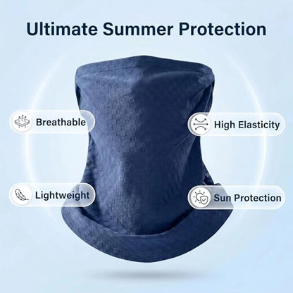 Fishing Hat with Summer Breathable Neck Gaiter, Wide Brim Sun Hat for Men & Women, Outdoor UV Sun Protection Hat & Face Mask - color: Dark Blue