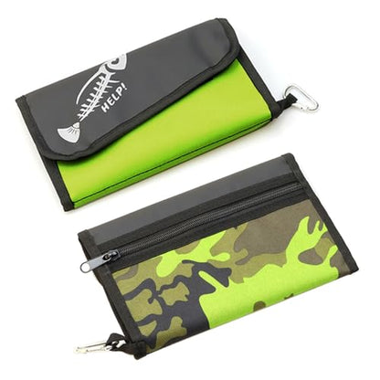 Froiny Fishing Soft Lure Storage Bag Waterproof Fishing Baits Binder Fly Fishing Leader Tackle Wallet Bag with Carabiner Fishing Tackle Backpack