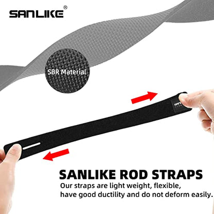 SANLIKE Fishing Belts Rod Straps Pole Ties Fishing Tackle Ties Cable | Black 15cm/24cm/34cm-5pcs/10pcs/20pcs, Stretchy Tackle Holders for Casting Spinning and Fly Rods, Organize and Protect - size: 5.9in*0.8in-5pcs
