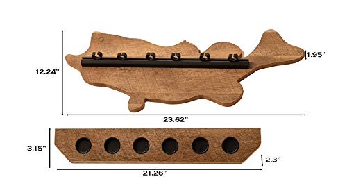 Old Cedar Outfitters Fish-Shaped, Vertical Wall Rod Rack for Fishing Rod Storage - color: Distressed,ArchedBass