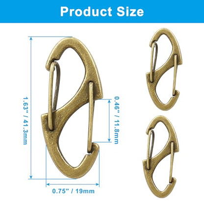 20 Pieces S Spring Snap Hook, Keychain Hook Metal Carabiner Clip, Double Snap Hook for Camping Fishing Hiking Outdoor Sports - style: 1.6"-Brass