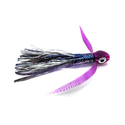 Saltwater Big Game Fishing Lure, for Offshore trolling (FlyBoy) - color: Purple Black Holographic Double Flash