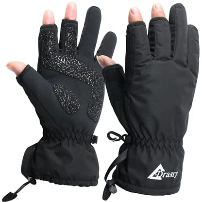 Drasry Neoprene Palm Ice Fishing Gloves 3-Cut Fingers Warm for Men and Women Cold Weather Insulated Great for Winter Fly Fishing Photography Running Shooting Hunting Hiking - size: Small