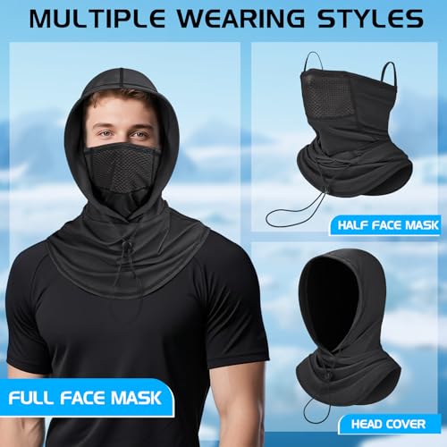 GXCROR Cooling Breathable Balaclava Face Mask Sun UV Protection Hood Shiesty Mask for Cycling Fishing Running - color: Black+gray