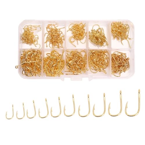 500Pcs Fishing Hooks Set – High Carbon Steel Sharpened Barbed Circle Hooks in Assorted Sizes 3 to 12 for Freshwater and Saltwater Fishing - size: 2#-with Holes