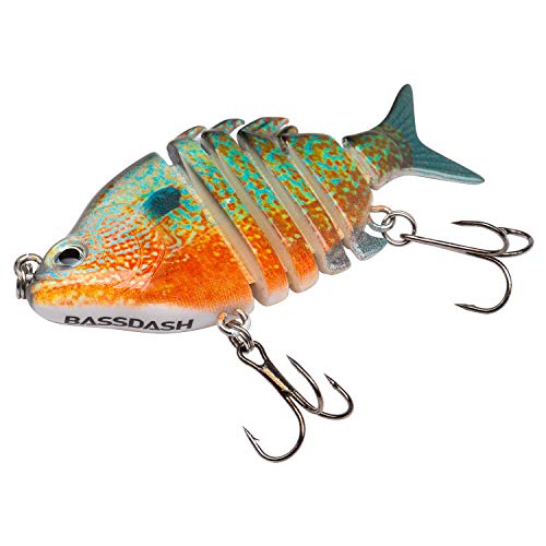 Bassdash SwimPanfish 0.34oz Hard Swimbaits Multi Jointed Topwater Trout Bass Fishing Crank Lure for Freshwater and Saltwater - color: Longear Sunfish