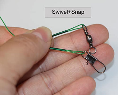 10pcs Fishing Wire Leaders Heavy Duty Nylon-Coated Fishing Line Wire Leaders with Swivels and Snaps 18inch, 45LB - color: 10pcs green