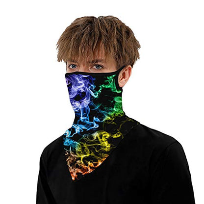 YAYOUREL Neck Gaiter Face Mask Bandanas for Men Women UV Face Scarf Cover Ear Loop Hole Facemask for Fishing Running Cycling - color: Colorful