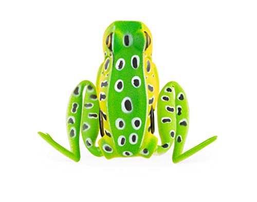 Lunkerhunt Frog Fishing Lure for Bass Fishing | Popping Frog Lure 1/4 oz | Topwater Fishing Bait with Weedless Hooks, Hollow Body, Trout Pike Lures - color: Leopard, size: 2.25 inch