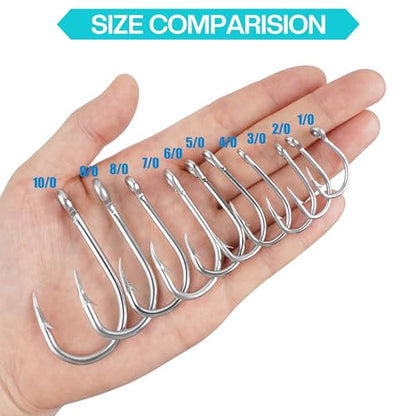 Saltwater Circle Hooks,50 Packs Strong Stainless Steel Fishing Hooks Live Bait Fish Hook Jig Catfish Hook 1/0-10/0 - size: 1/0 - 50 PACK