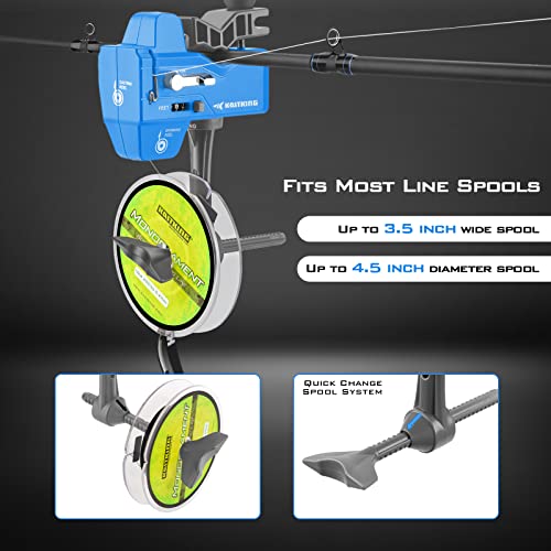 KastKing Kalibrate Fishing Line Spooler & 5’’ Braid Scissors - W/Line Counter, Patented Accessories, Portable, Compact, for Spinning & Casting Reels - No Line Twist, Fishing Gears Gifts for Men - style: Patented Line Spooler & Scissor - Blue