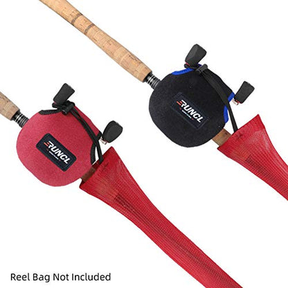 RUNCL Fishing Rod Sleeves & Reel Bags, Spinning/Casting Rod Socks & Spinning/Baitcasting Reel Covers - Protection Solution, Space Saver, Perfect Storage - Fishing Pole Sleeves & Reel Pouch (2 Pack) - color: Casting Rod Sleeves*2pcs,(Red)