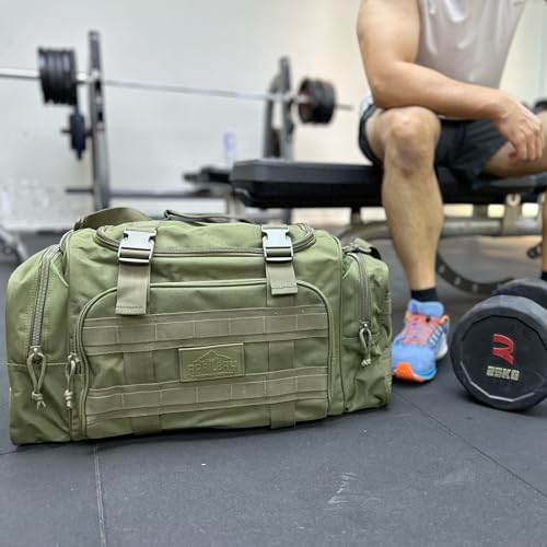 APRILBAY Duffel Bag – Heavy Duty Tactical Gym Bag for Men, Splashwater-Proof Weekender Travel Bag for Basketball, Football, Soccer, Hiking, and Hunting (Dark Green) - color: Dark Green
