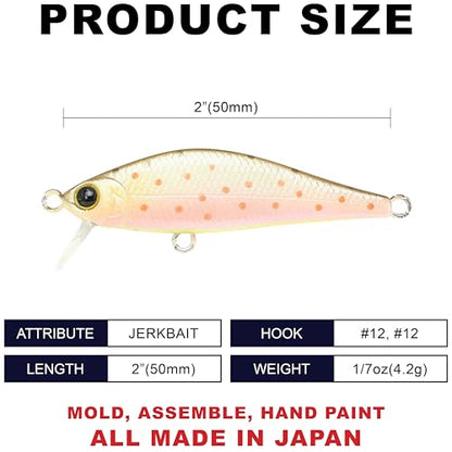 LUCKY CRAFT Pointer 50S, Sinking, Trout Fishing Lure, Jerkbait, Silent, Freshwater Fishing Gear, River Fishing Accessories, Lake Fishing Tackle, Rainbow - color: 803 Brown Trout