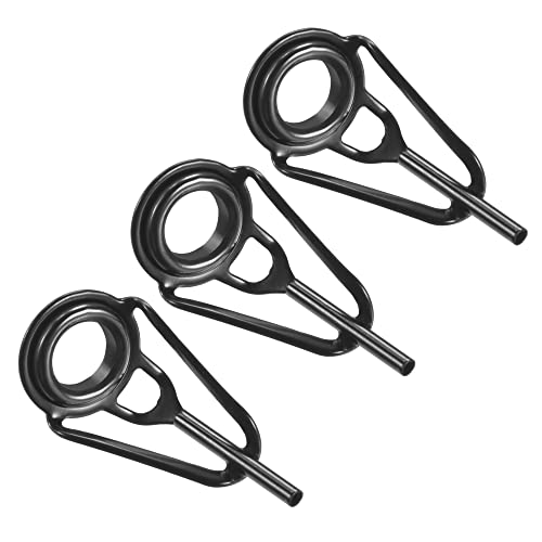 PATIKIL Tube Dia Fishing Rod Tips Repair Kit, Stainless Steel Black Guide Ring for Fishing - size: 1.2mm