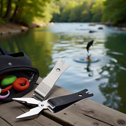 2Pcs Fishing Line Cutter Nipper with Hook Eye Cleaner Pin Stainless Steel Fishing Line Scissors Cutting Tool, Fishing Line Cutter Nipper with Hook Eye Cleaner Pin, Multi Functional Accessories
