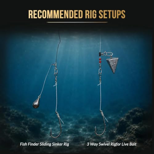 FishTrip Pre-Rigged Catfish Rig, Baitholder Fishing Hook Rig for Freshwater | 10pcs Double Barbed Long Shank Offset Fish Hook Rigs with Leader Line, Fishing Swivel & Snaps for Catfish, Carp, Bass 1/0-5/0 - size: 1/0#~10pcs