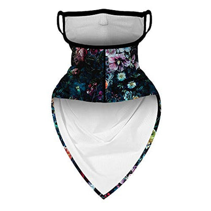 YAYOUREL Neck Gaiter Face Mask Bandanas for Men Women UV Face Scarf Cover Ear Loop Hole Facemask for Fishing Running Cycling - color: Dark Blue