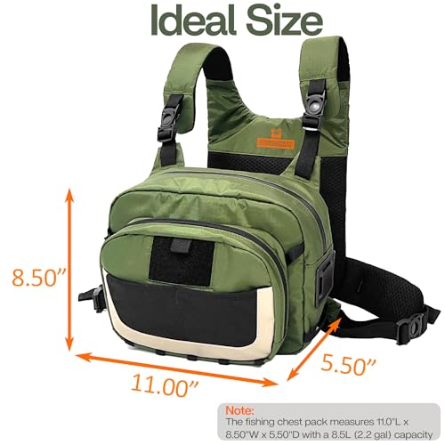 Fishing Chest Pack with Magnetic Pocket, Net Holder and Adjustable Straps | Magnetic Front Pocket, Multiple Storage Compartments, Adjustable Straps, Versatile Chest Bag