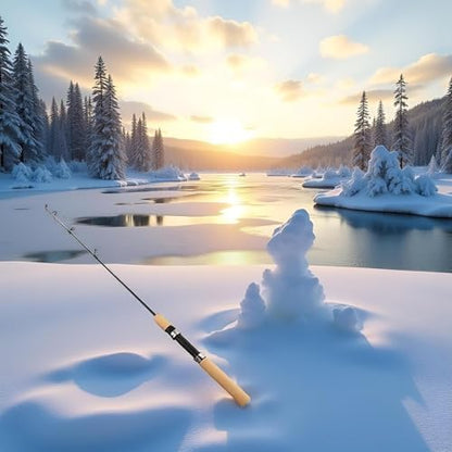 Ice Fishing Rod Reel Combo, 30 in Fiberglass Rod, EVA Handle, Ultra-Light, Without Reel, Useful and Practical Fishing Rod and Reel Combos Hunting and Fishing ﻿