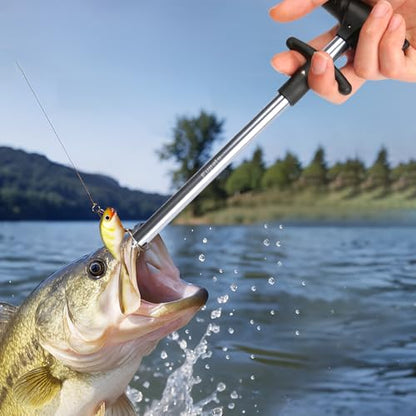 Fish Hook Remover Tool - Aluminum Alloy Long Reach Deep Throat Hook, Fishing Gear Safe Quick Release for Bass, Pike, Saltwater for Adults
