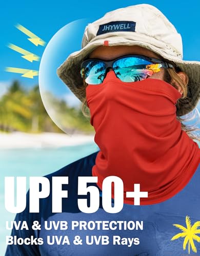 JHYWELL Cooling Neck Gaiter Face Mask, UV Protection Masks Gator, Windproof Bandana for Skiing, Fishing, Hiking, Cycling - color: Red Pack