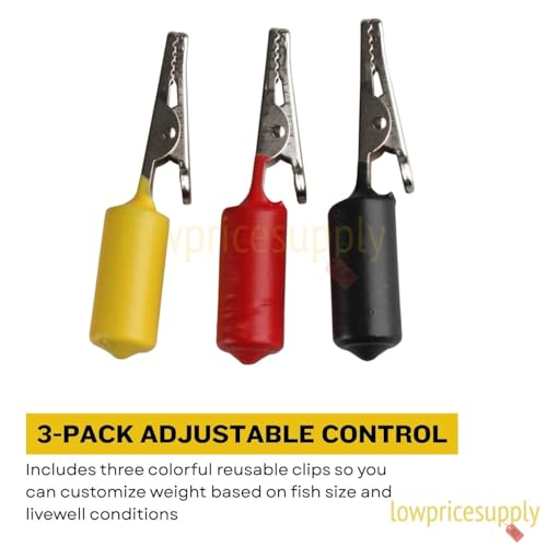 3 Pack Snap Clip Fishing Tool Stabilizing Fin Weights Livewell Fish Saver for Deep-Water Bass, Tournament-Safe Survival Weights Fish Stabilizing Weight, Bass Survival Weight