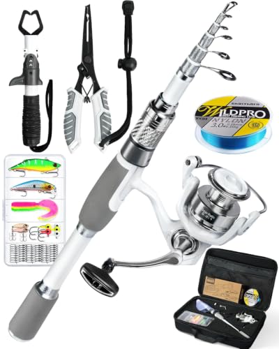 Ghosthorn Fishing Rod and Reel Combo Carbon Fiber Telescopic Fishing Pole Carrier Bag Portable Kit Saltwater Freshwater - size: 1.8m 6ft, style: Fishing Kit With Plier&lip Gripper