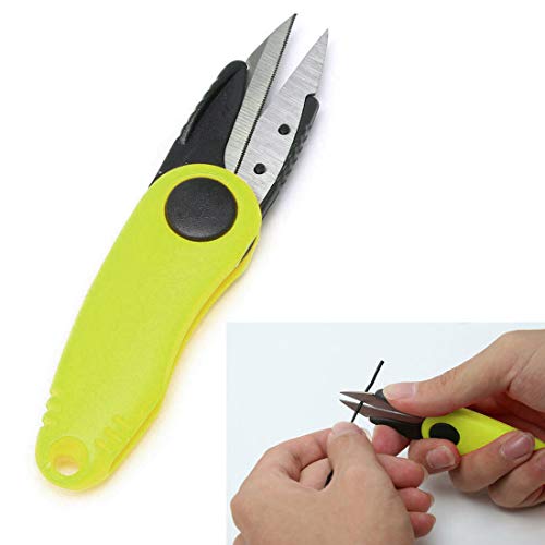 GARASANI Mini Stainless Steel Foldable Blade Fishing Plier Scissor Braid Line Snip Cutter with Key Chain (Green)