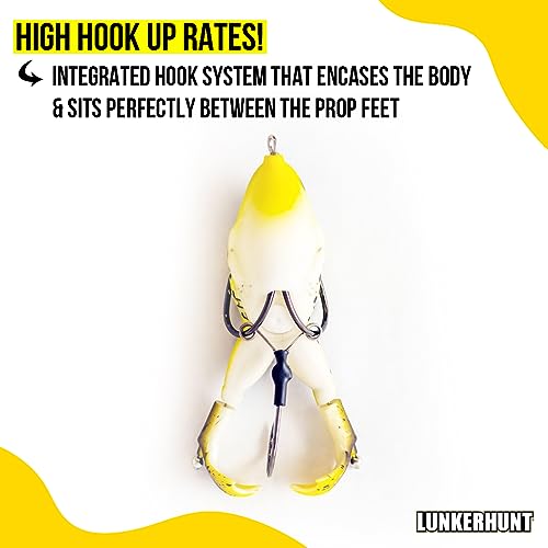 LUNKERHUNT - Frog Bait for Bass Fishing | Soft Hollow Body Weedless Frog for Bass Fishing and Trout | Weedless Realistic Bait Frog Lure, Freshwater with Sharp Hooks Lures and Double Propellers Feet - style: Croaker