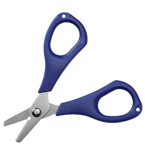 Fishing Fishing Scissors for Braided Line, Fishing Line Cutter Saltwater and Freshwater, Fishing Serrated Shears with Split Ring Function, 4.3” Blue - color: Blue