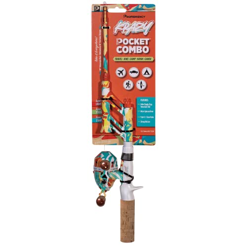 ProFISHiency Tangle-Free Pocket Combo Telescoping Fishing Pole | Adjustable Lightweight Rod & Reel, Pre-spooled 6-lb Fishing line