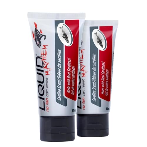 Liquid Mayhem Sardine Fish Attractant Gel 60 ml / 2 oz · 60 Uses – Real Anchovy Bait & Aminos | UV-Enhanced Long-Lasting Gel – All Lure Types - size: 2-Pack