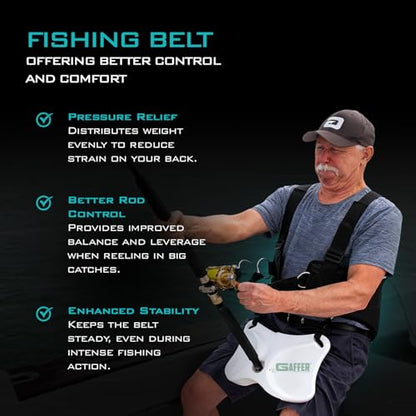 GAFFER SPORTFISHING Adjustable Fishing Belt & Shoulder Harness - Safety Buckle with Foam-Padded Straps Fish Rod Holder - color: Shoulder Harness - Black