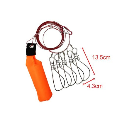 Fishing Lock Buckle Fish Stringer Clip Buckle Line Stainless Steel Snap Hook with Float Outdoor Fish Holder Suitable for Kayak Trips pier Fishing