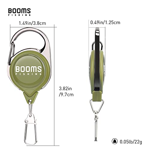 Booms Fishing RG1 Fly Fishing Zinger Retractor 3 pcs - color: Green