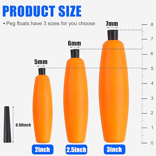 SILANON Peg Floats Fishing Bobbers,Foam Cigar Fishing Floats Bobbers Catfish Floats Slip Fishing Cork Bobbers with Pipe Plug for Catfish Santee Rig Freshwater Saltwater Fishing - size: 2 inch, style: Orange-30pcs