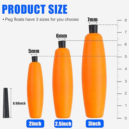 SILANON Peg Floats Fishing Bobbers,Foam Cigar Fishing Floats Bobbers Catfish Floats Slip Fishing Cork Bobbers with Pipe Plug for Catfish Santee Rig Freshwater Saltwater Fishing - size: 2 inch, style: Orange-30pcs