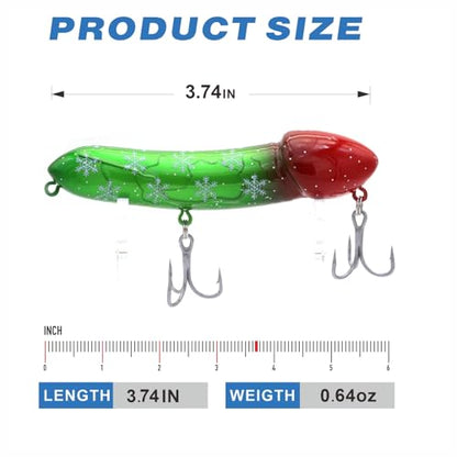 Funny Fishing Gifts for Men Women, Novelty Bass Topwater Lures, Father Christmas Birthday Gifts Stocking Stuffers - color: Christmas Color