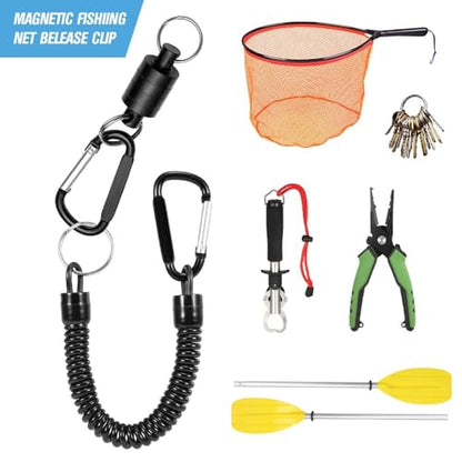 Retractor Keychain with Retractable Coiled Lanyard – 2kg/4.4lb Pull Force Fly Fishing Net Holder, Secure Attachment & Quick Access for Wading(Black)