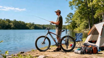 2-Tubes Fishing Rod Holder for Bike, Bike Fishing Pole Holder and Carrier,Rod Rack for Bicycle Fishing,Easy to Mount