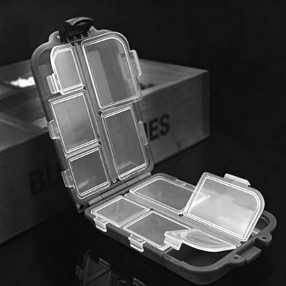 1 Pc Outdoor Portable 10-Grid Thickened Fishing Tackle Box Set,Multi-Functional Lure Box Small Fishing Accessories,Black