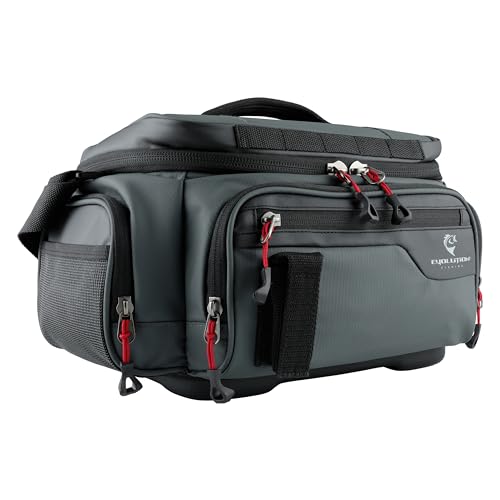 Evolution Fishing Largemouth 3.0 3600 Tackle Bag - Patent Pending Modular Pop Out Pockets, Grey, Tackle Storage, Molded Bottom, Heavy Duty Fishing Bag, Includes Deep Quiklatch Tackle Tray