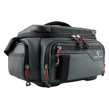 Evolution Fishing Largemouth 3.0 3600 Tackle Bag - Patent Pending Modular Pop Out Pockets, Grey, Tackle Storage, Molded Bottom, Heavy Duty Fishing Bag, Includes Deep Quiklatch Tackle Tray