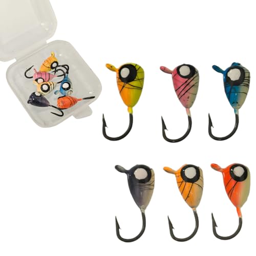 Ice Fishing Jigs Glow Fishing Bait Jigging Hook Kit Winter Metal Hooks for Crappie, Panfish, Walleye, Bluegills and Other Species - style: Style4-6pcs