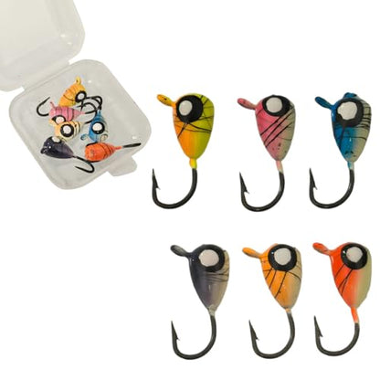 Ice Fishing Jigs Glow Fishing Bait Jigging Hook Kit Winter Metal Hooks for Crappie, Panfish, Walleye, Bluegills and Other Species - style: Style4-6pcs