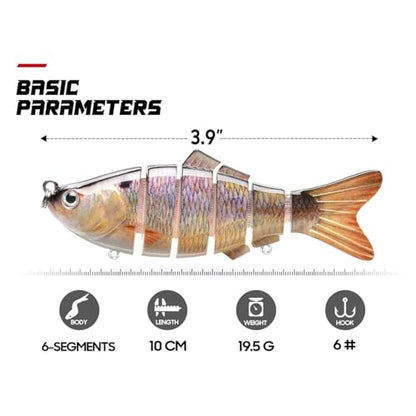 HADORAM Lure Slow Sinking Glide Bait with Fur Tail Lifelike Fishing Tackle for Trout Shad Bass Musky - color: 3.9in-3Pcs
